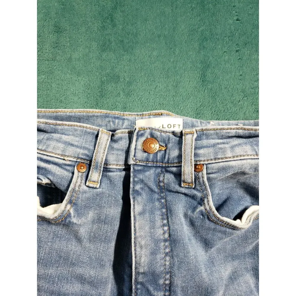 Loft Jeans Size 6 Petite Women Blue Pants Denim Stretch Mid Rise Flared Wide Leg